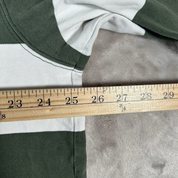 Vintage LL Bean Rugby Polo Shirt Mens XL Green White Heavy Cotton 90s Made Peru - Picture 11 of 16
